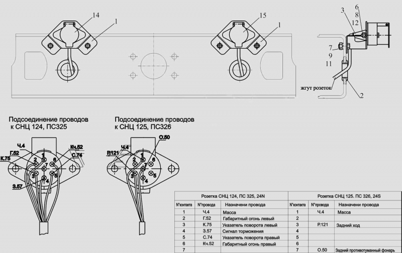 вилка прицепа 7 pin распиновка