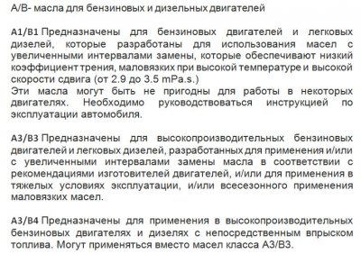 Классификация автомобильных масел