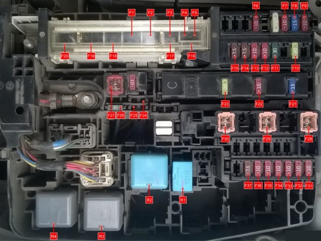 Предохранители на Toyota Corolla 150